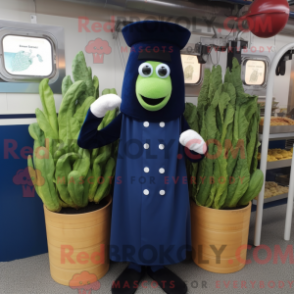 Personagem de máscara de Navy Asparges com macacão e gorros - Mascotes de espargos - REBROKO_430996 - RedBrokoly.com