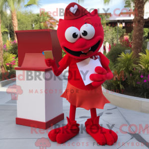 Mascottefiguur van een rode...
