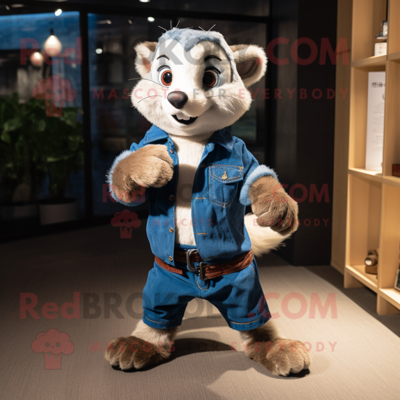 nan Ferret mascot costume character dressed with a Jeans and Gloves