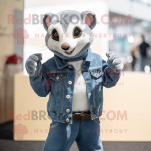 nan Ferret mascot costume character dressed with a Jeans and Gloves