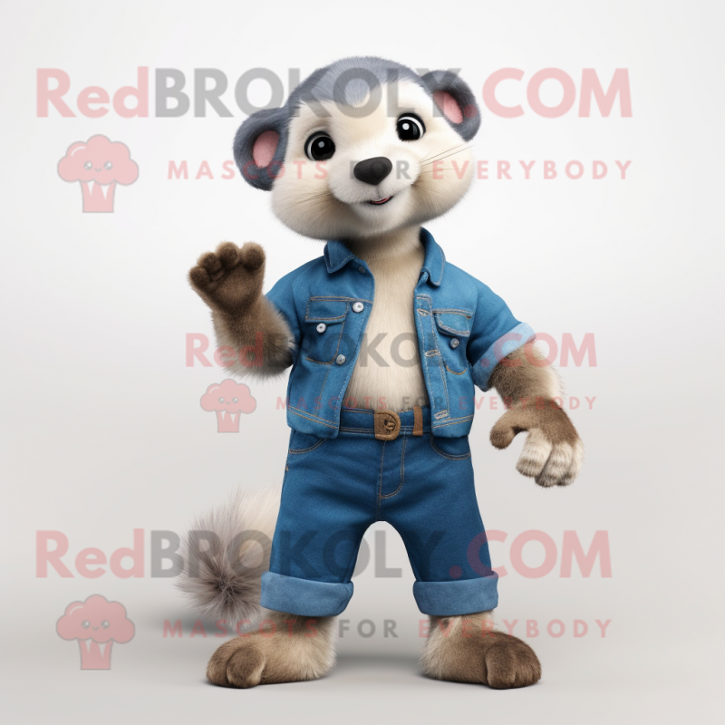 nan Ferret mascot costume character dressed with a Jeans and Gloves nan Ferret mascot costume character dressed with a Jeans and Gloves