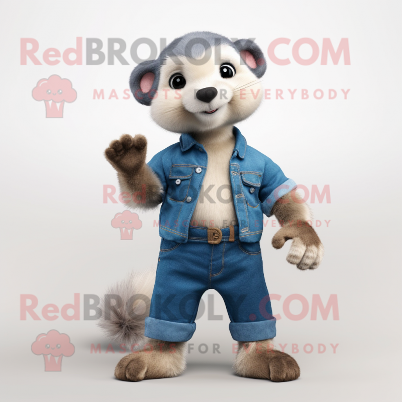 nan Ferret mascot costume character dressed with a Jeans and Gloves