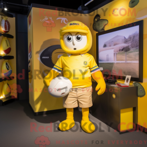 Mascottefiguur van een gele...