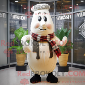 Fantasia de mascote de um rabanete branco com colete e cachecóis - Mascotes de rabanete - REBROKO_431163 - RedBrokoly.com