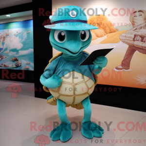 Postava maskota Teal Turtle...