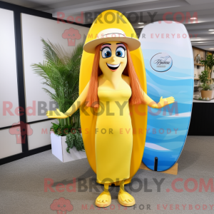 Mascottefiguur van een gele...