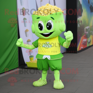 Limegrønn Pop Corn maskot...