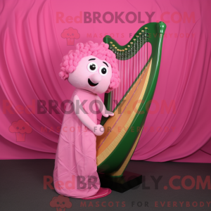 Maskotkarakter av en rosa...