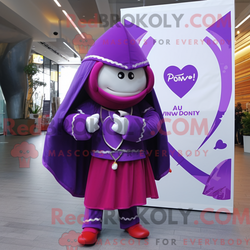 Mascote de Flecha do Amor Roxa com camisa social e alfinetes de xale - Mascotes Flecha Do Amor - REBROKO_431350 - RedBrokoly.com