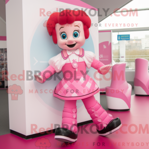 Maskottchenfigur eines rosa...