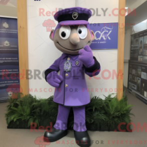 Característica de máscara de um kommando de lavanda com colete e óculos - Mascotes de comando - REBROKO_431520 - RedBrokoly.com