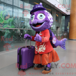 Maskot karakter af en lilla...
