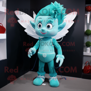 Cyan Cupid maskot kostume...