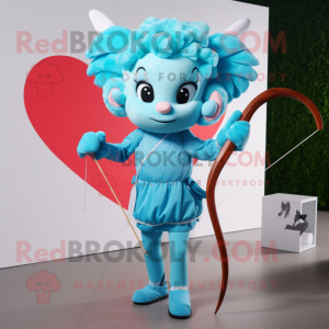 Cyan Cupid maskot kostume...