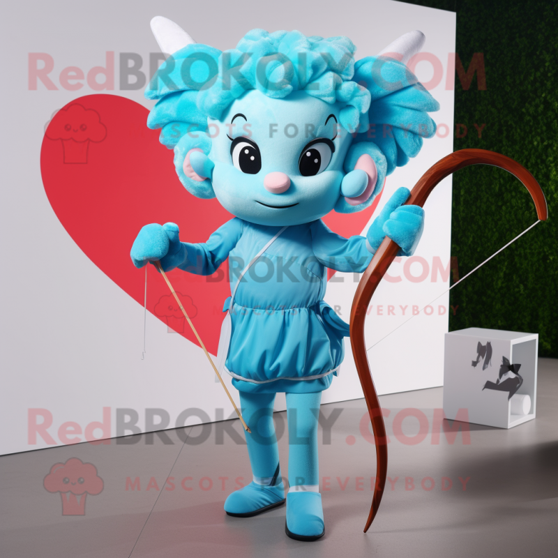 Cyan Cupid mascot costume character dressed with a Joggers and Bow ties Cyan Cupid mascot costume character dressed with a Joggers and Bow ties