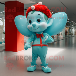 Cyan Cupid mascot costume character dressed with a Joggers and Bow ties