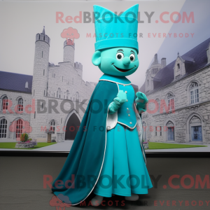 Maskotkarakter av et cyan...