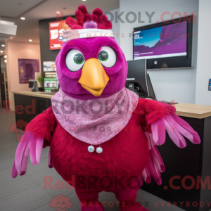 Mascota de un pollo magenta...