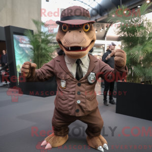 Mascot character of a Brown...