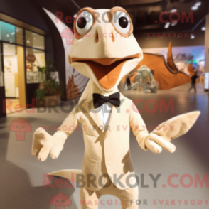 Máscara de pterodáctilo bege com macacão e sløyfe - Mascotes pterodáctilos - REBROKO_432009 - RedBrokoly.com