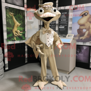 Máscara de pterodáctilo bege com macacão e sløyfe - Mascotes pterodáctilos - REBROKO_432010 - RedBrokoly.com