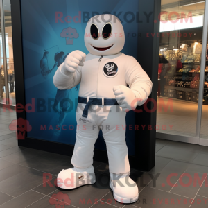 Maskotfigur af en hvid...