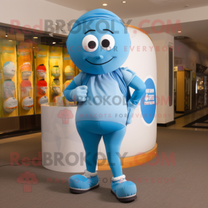 Sky Blue Momentum mascot costume character dressed with a Leggings and Bracelets