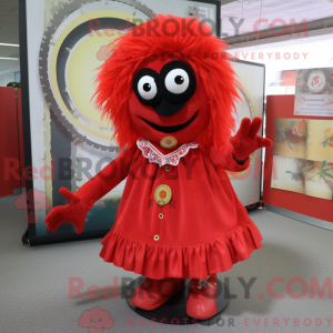 Mascottefiguur van een rode...