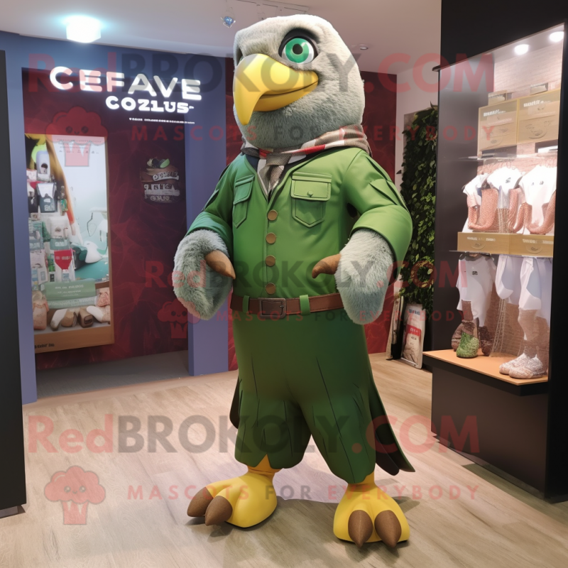 Olive Eagle mascot costume character dressed with a Chinos and Anklets Olive Eagle mascot costume character dressed with a Chinos and Anklets
