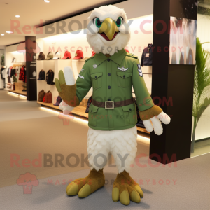 Olive Eagle mascot costume character dressed with a Chinos and Anklets