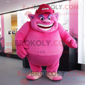 Maskotkarakter af en Pink...