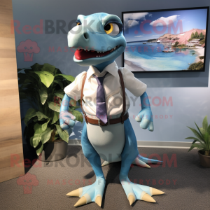 nan Dimorphodon mascot costume character dressed with a Poplin Shirt and Tie pins