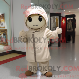 Maskotkarakter av en beige...