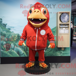 Maskot karakter af en rød...