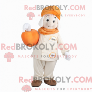 Fantasia de mascote de damasco branco com calça capri e bonés - Mascotes de damasco - REBROKO_432582 - RedBrokoly.com