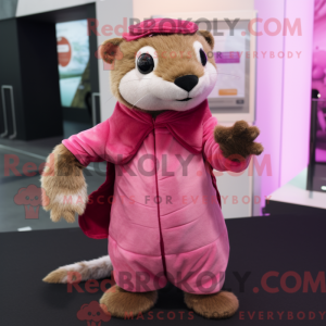 Mascottefiguur van een roze...