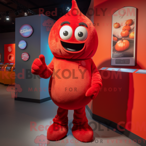Maskot karakter af en rød...