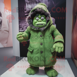 nan Frankenstein mascot costume character dressed with a Parka and Rings