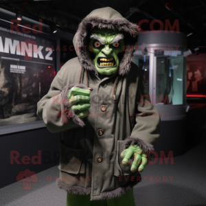 nan Frankenstein mascot costume character dressed with a Parka and Rings