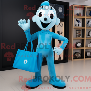 Maskotfigur af en cyan mime...