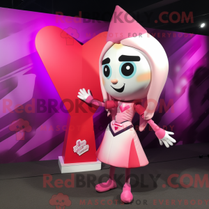 Maskottchenfigur eines rosa...