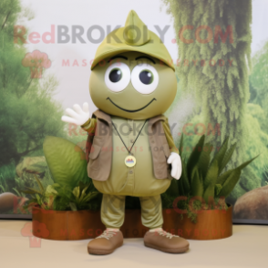 Olive Pendant mascot costume character dressed with a Vest and Caps