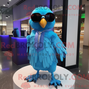 Maskotkarakter av en Cyan...
