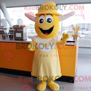 Maskot karakter af en gul...