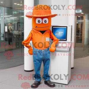 Maskotfigur af en orange...