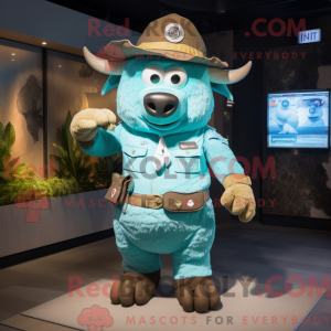 Maskotki av en cyan biff...