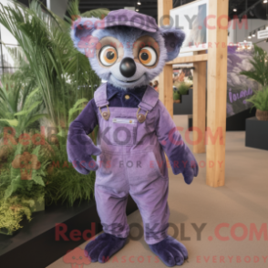 Fantasia de mascote de um Lêmure Lavanda com macacão e gorros - Mascotes lêmure - REBROKO_433193 - RedBrokoly.com
