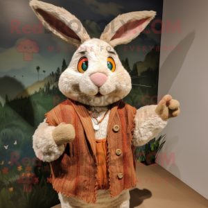 Tan Rabbit maskot kostume...