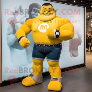 Geel Strongman mascotte...