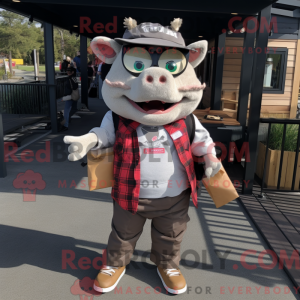 Maskot karakter af en grå...